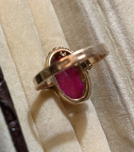 Antique USSR Original Rose Gold Ruby Ring 583 14 K Size 9 - Picture 9 of 11