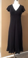 ANN TAYLOR LOFT BLACK,, V-NECK, CAP SLEEVE, EMPIRE WAIST WITH TULIP HEM DRESS 4