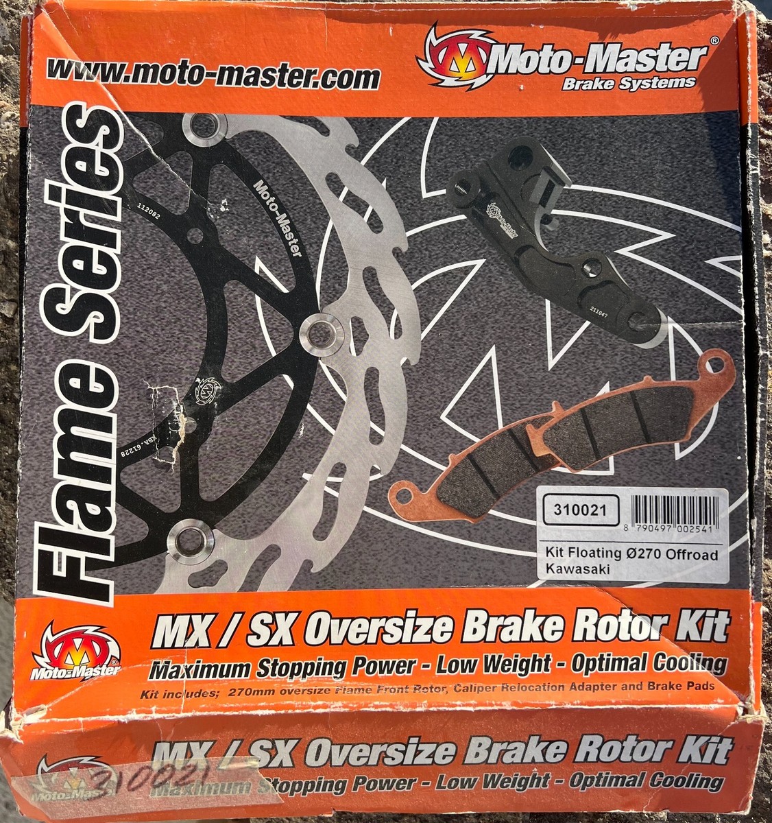 Motomaster 310021 270mm oversize brake rotor kit, fits Kawasaki KX