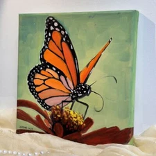 Elegant Monarch: Original hand painted Butterfly Oil Painting on Canvas