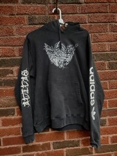 Adidas's Mens Large Hoodie Big Logo Graffiti Streetwear Style Black 