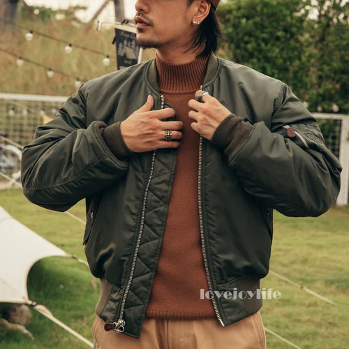 Red Tornado Winter Heavyweight MA1 Wool Jacket Men Pilot Jacket MA-1 Coat Short - Picture 2 of 29