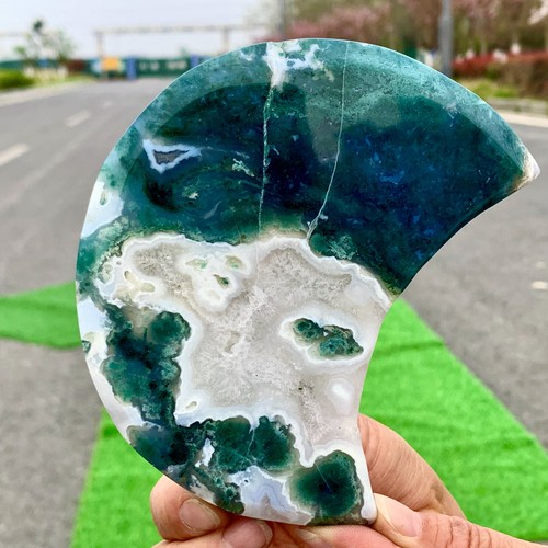 434G Natural Moss Agate Moon Quartz Crystal Healing Spirit - Picture 9 of 24