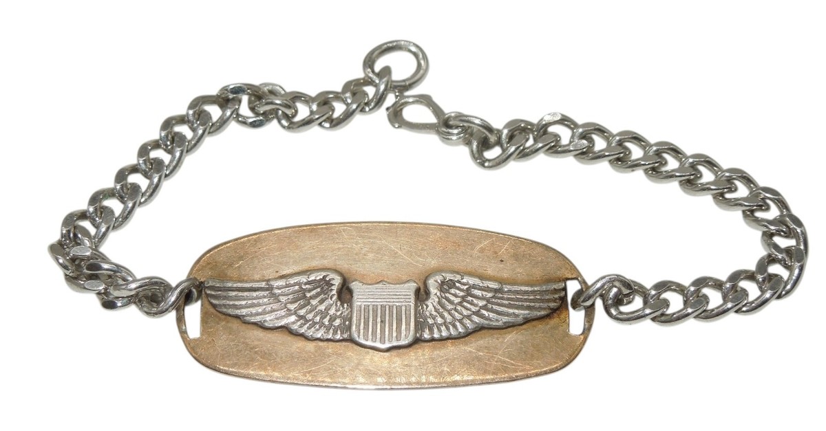 WW2 US Army アメリカ陸軍 パイロット IDプレート ブレスレット Original WWII US Army Air Force GOLD FILLED Pilot Unused ID
