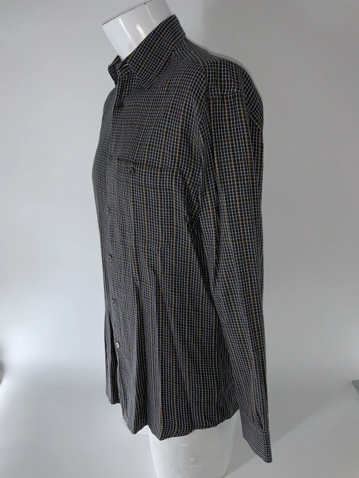 Zanella Button-Up Shirt Men’s S Brown Tan Plaid 100% Cotton Italy YGI N5-83 - Image 4 of 4