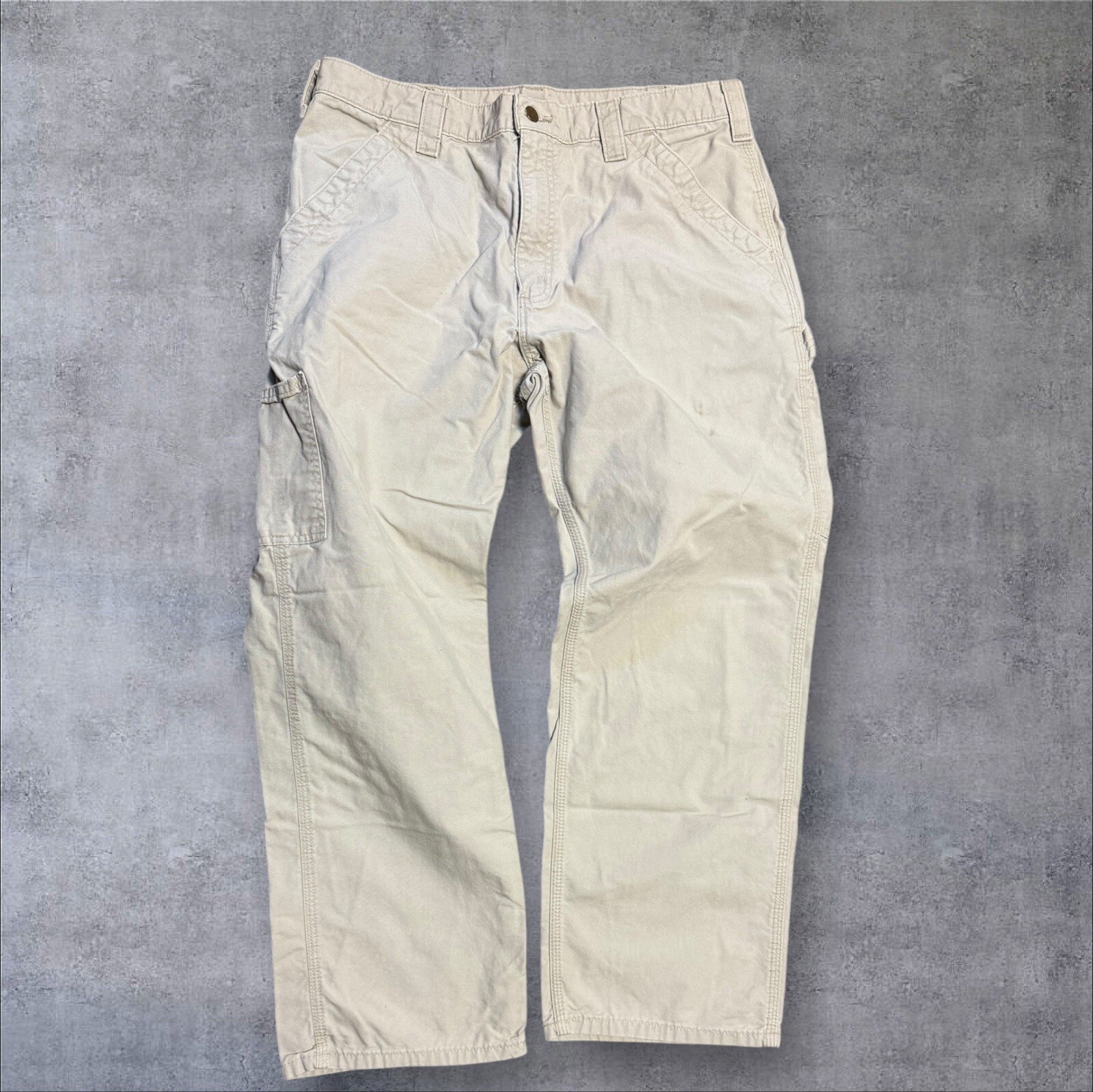 Carhartt Cargo Work Pants 36x30 Rugged Flex Loose Fit Khaki Beige BN2291-M