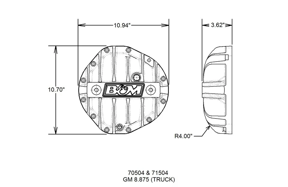 Cubierta negra diferencial de aluminio B&M Hi-Tek 1964-1982 para Chevrolet/GMC Foto 4 de 4