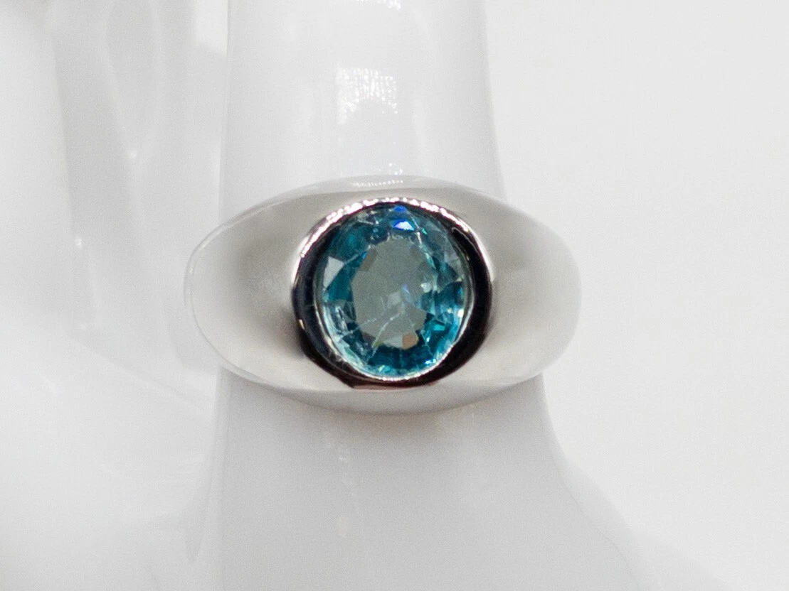 Mens blue zircon sale ring