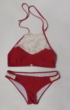 Women's Maroon Red Bikini Two Piece Swimsuit Bathing Suit Size M