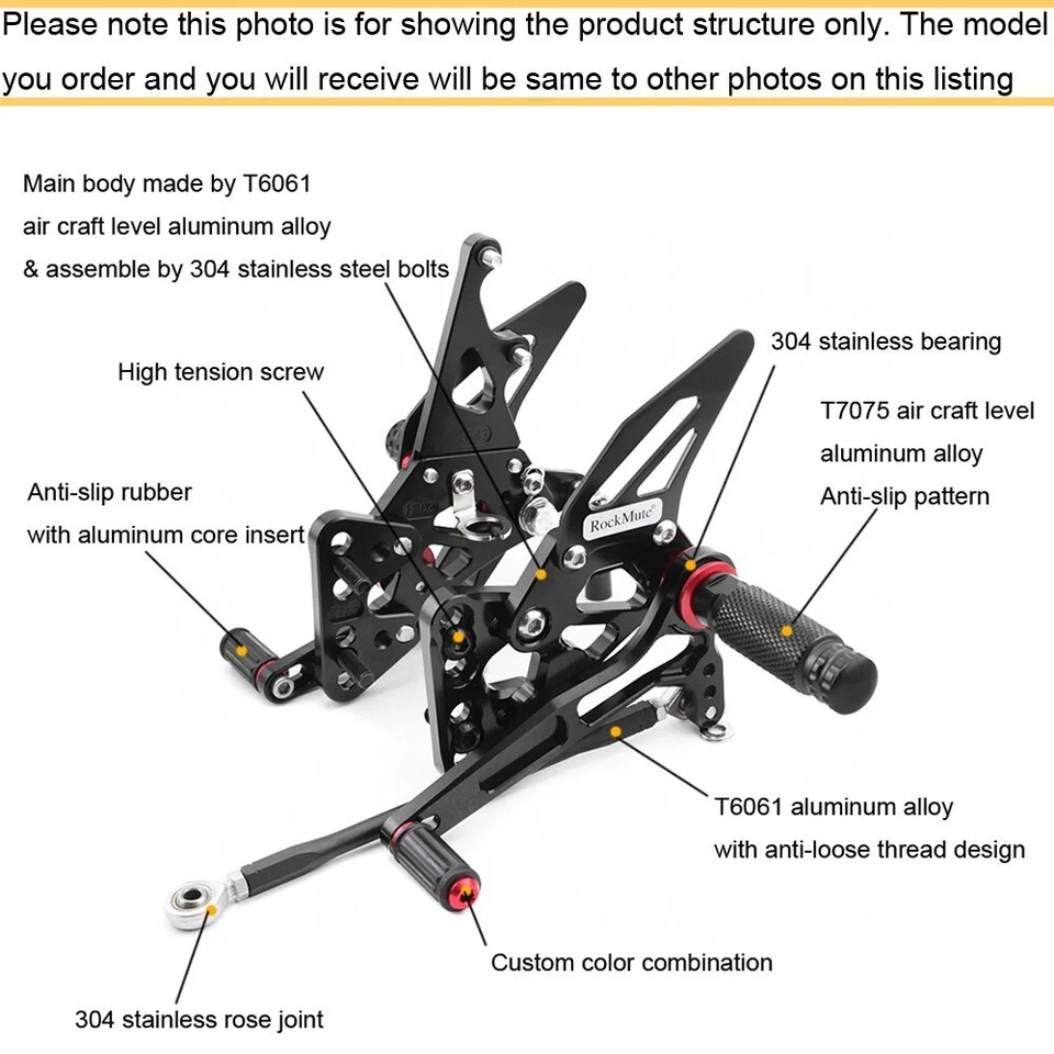 Juego trasero para SUZUKI GSXS 750 15-23 reposapiés freno cambio pedal palanca Foto 2 de 4
