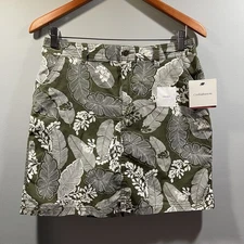 NWT Croft & Barrow Skort Womens 6 Green Floral Print Boho Spring Hawaiian