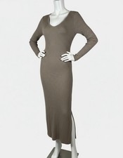 Freshman Women Gray V-Neck Twist Back Knit Midi Sweater Dress Juniors Size M