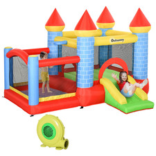 4-in-1 Bouncy Castle with Slide Pool, Multi-Color, Includes Air Blower