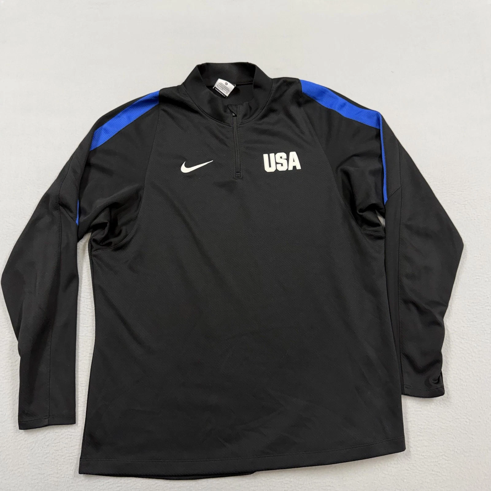 Nike Dri-FIT Pullover Unisex XL Black USA 1/4 Zip Long Sleeve Athletic Top