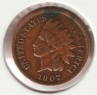 US Rare Old West 1907 Indian Head Penny Coin American Collection Shield Cent USA
