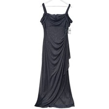 Alex Evenings Smokey Gray Sparkle Maxi Ballgown Formal Dress NWT Women Size 16