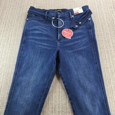 Express Ankle Legging Jeans Womens 10 Short Blue Super High Rise Stretch Denim
