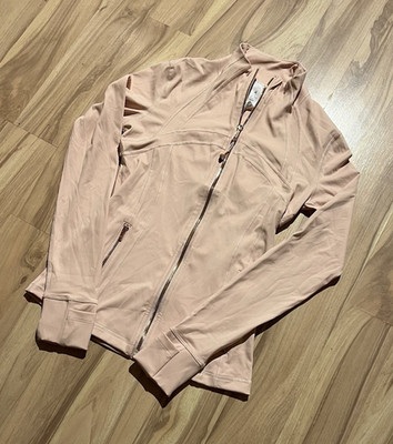 Lululemon Damen Trainingsjacke Rosa Gr. 4 Reißverschluss kurz Langarm Nylon