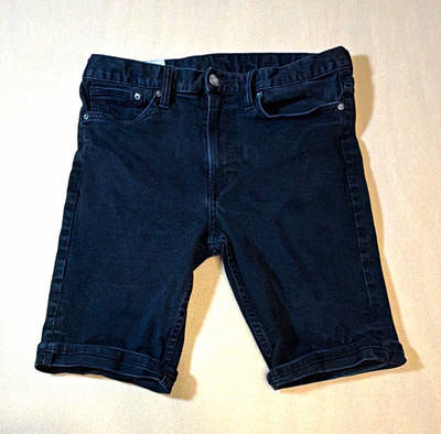 Denim & Supply Men s Black Slim Fit Dark Wash 5-Pocket Button Jean Shorts