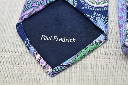 Paul Fredrick Long Necktie 100% Silk Paisley Designer Tie Preppy Dress Suit 67" - Picture 11 of 17