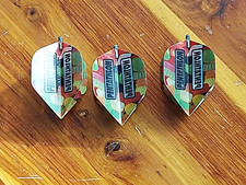 British PENTATHALON Dart Flights. Gummy Bkgnd. Alu Flight Protector Incl.