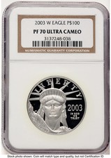 2003-W Proof Platinum Eagle 1 oz Brown Label NGC PF70 2656.50 per troy oz