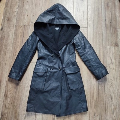 M0851 Black Coated Cotton & Wool Double Breasted Trench Raincoat Rubberised 4 8