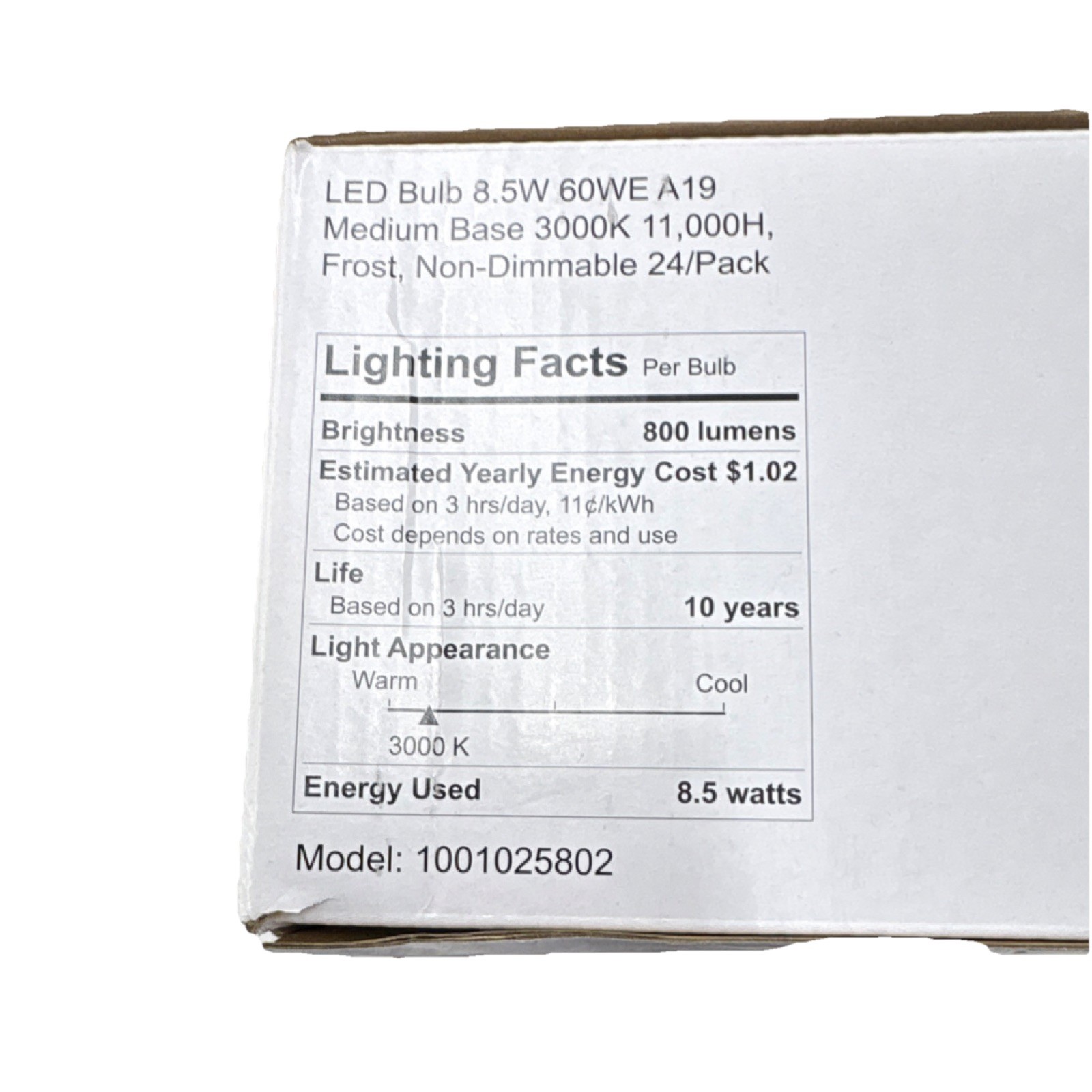 Facilities Maintenance LED Bulb, 8.5W, A19, 3000K, 800LM, Frost, 24 PACK  