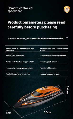 2.4GHz RC Speedboat Toys 25km/h Electric Racing Boat Model Boys Kids Birthday - Picture 21 of 25