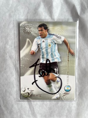 2007 Futera World Football Carlos Tevez signed Autogramm #185 TOP