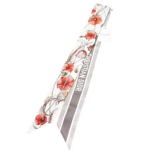 Christian Dior Mitzer écharpe ruban C Coquelicot ABCDior initiale soie sergé occasion