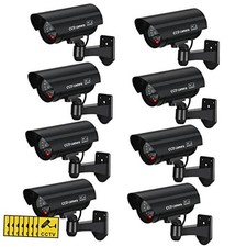 8 Pcs Fake Camera Realistic Dummy Security Camera Plastic Fake Video Black