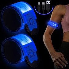 LED Armband Rechargeable Reflective Light Up Running Walking Cycling Gear 2 Pack