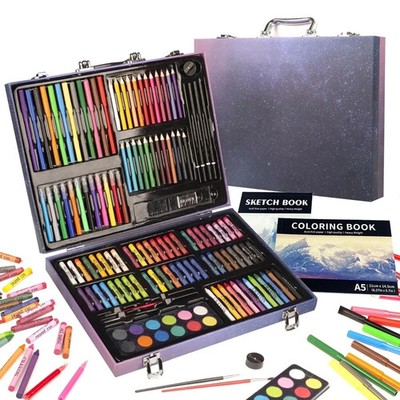 150-teiliges Kinder Kunst Set Zeichnen Malen Etui Geschenkbox Alter 4-12 Buntstifte Marker KINS