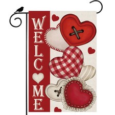 Welcome Valentine  s Day Romantic Love Hearts Garden Flag Yard Flag 12x18 Inch Do