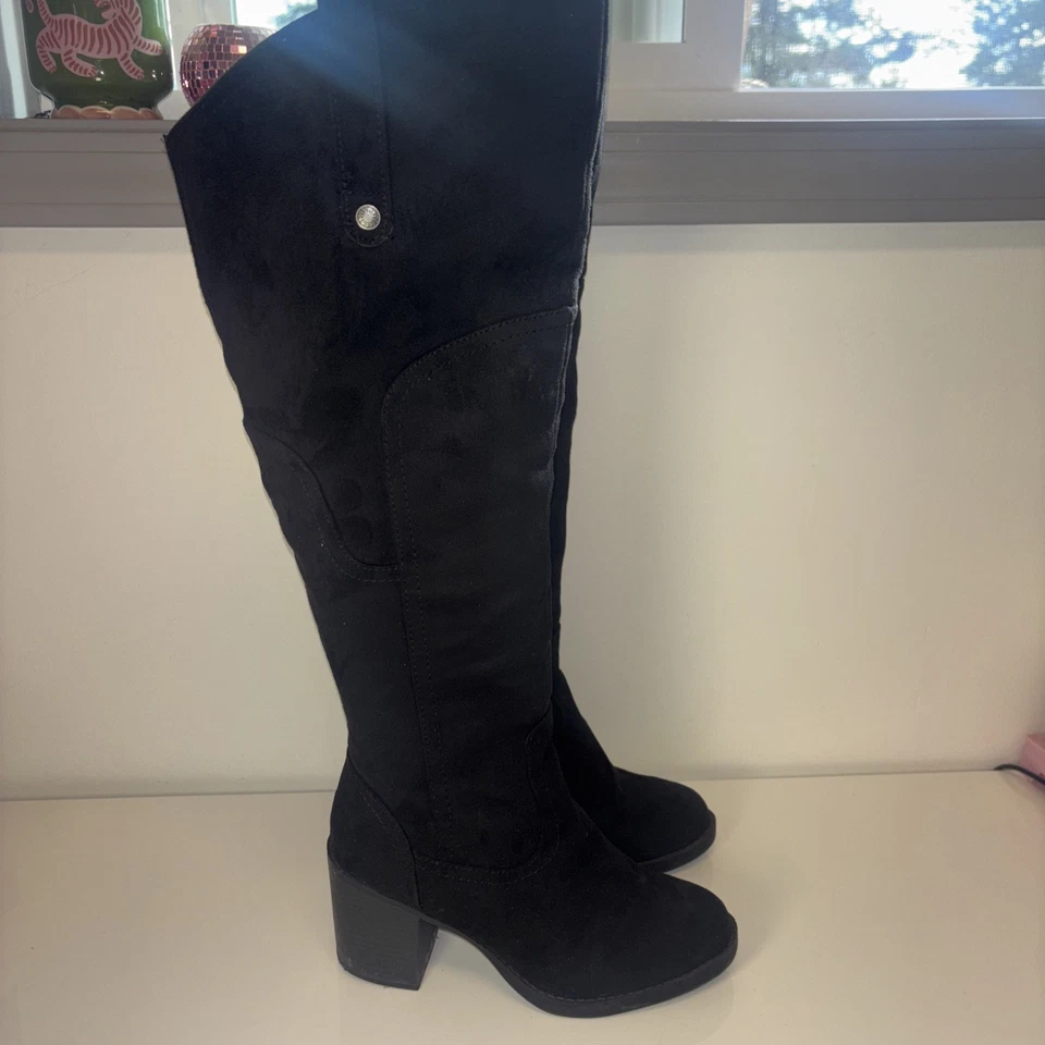 Botas Western para mujer talla 7,5 botas negras bruja capricho botas hasta la rodilla Y2K Foto 3 de 4