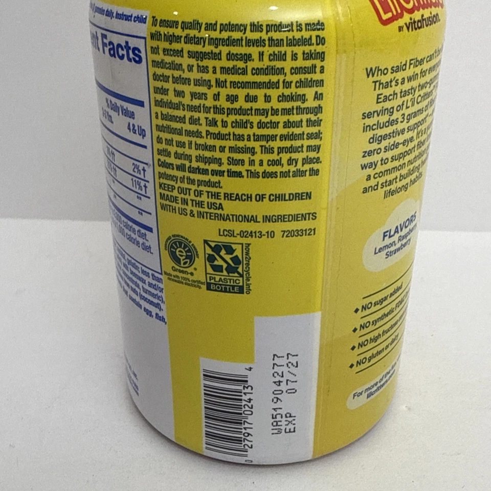 Lil Critters - 90 gomitas de fibra - Suplemento diario de apoyo digestivo - CADUCIDAD 27/07 Foto 3 de 4