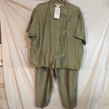 Vtg Diane L. Evans 100% Silk Pants Set | NWT | Large | Olive Green | Made in USA