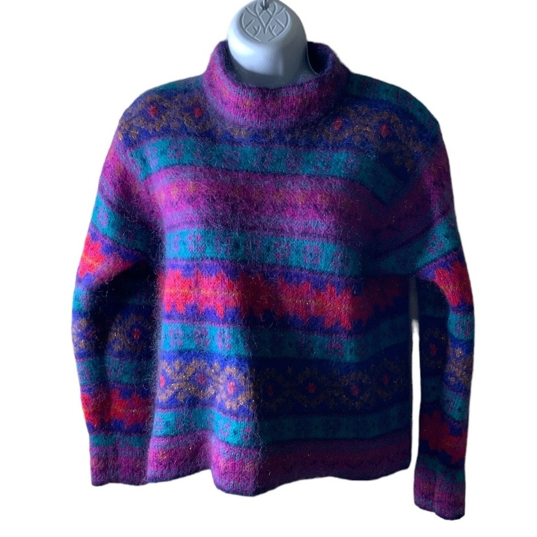 Vintage Silverleaf Mohair Blend Sweater Women Medium Chunky