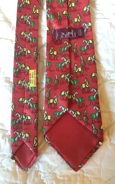 Hermes 领带 - 宽 - 红色 - 马 - 全新 — 第 2/4 张图片