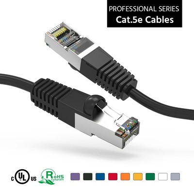0.5Ft CAT5E Shielded (FTP) Ethernet Network Booted Cable Black