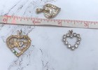 10K Yellow Gold CZ Multicolor Gemstone Mom Heart Pendants (3) 4.5 GR — photo 6
