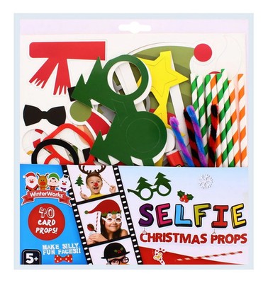 2XSelfie Weihnachtsrequisiten 40 Karten Fun Silly Faces Weihnachten Festlich Familienfoto