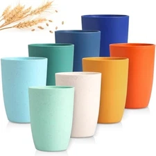 Wheat Straw Cups - Unbreakable 12 OZ Reusable Drinking Cups, Set of 8 