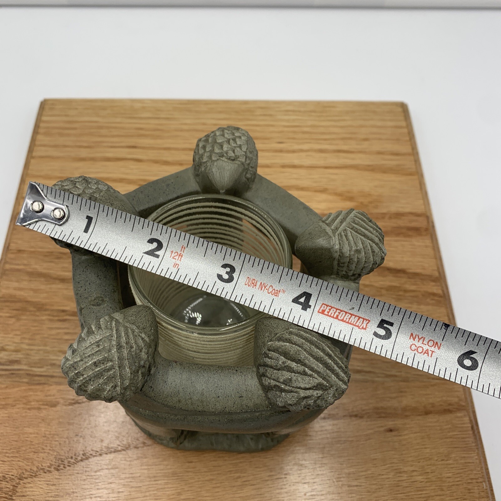 Carved Stone Circle of Friends Family Votive Candle Holder