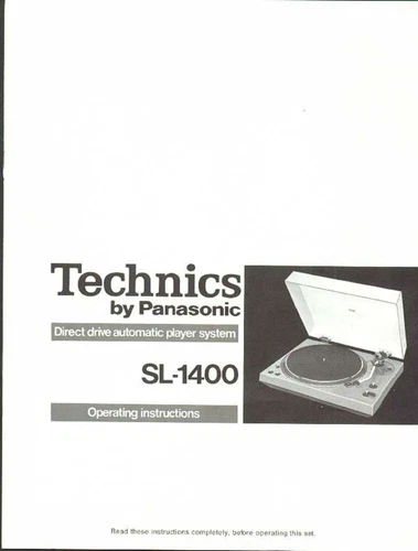 Technics SL-1400 Turntable Owners Instruction Manual Reprint