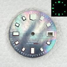 NH35A NH36 29mm Black MoP Dial Indices Mod Watch Parts Date Green Luminous