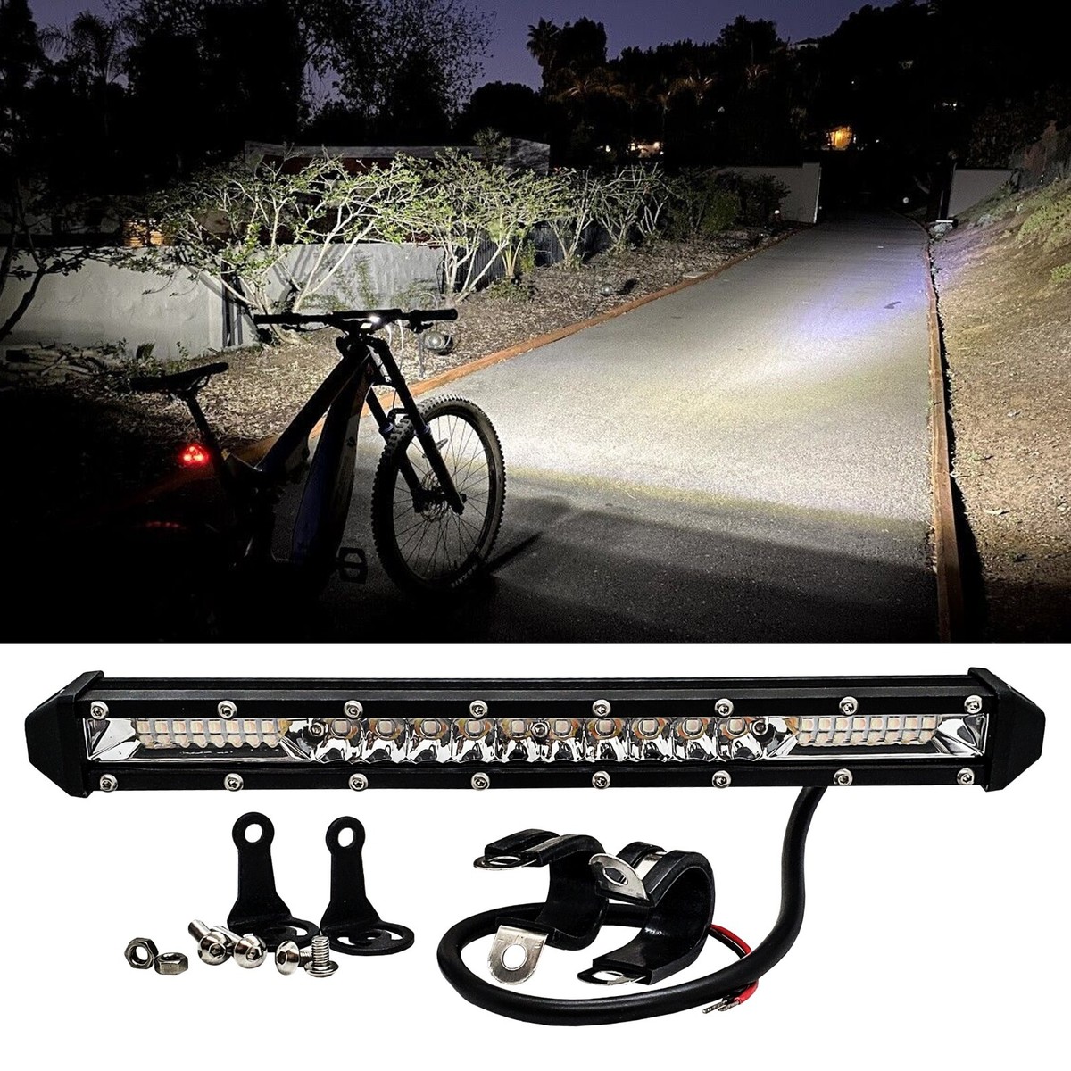 E Bike LED Light Bar Headlight Intense Tazer MX Pro Expert Lamp Handlebar  Clamp