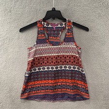Aqua Bloomingdales Girls Racerback Tank Top Blouse MultiColor Aztec Print Size L