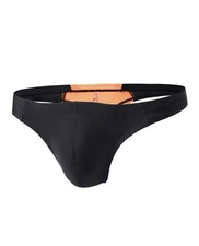 Men’s Black And Orange Swim Briefs Speedo Thong Swimsuit Size Small